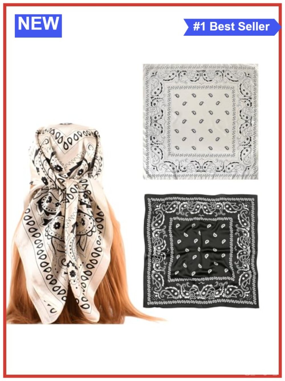 Satin Silk Feeling Square Head Scarf Bandana Hair Wrap 35 Inch